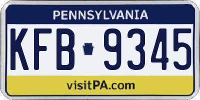 PA license plate KFB9345