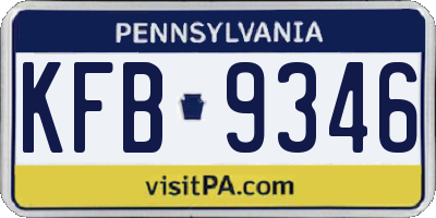 PA license plate KFB9346