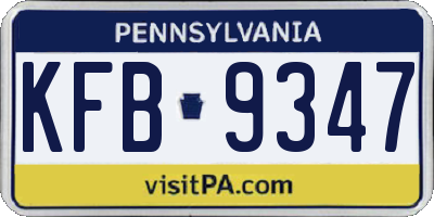 PA license plate KFB9347