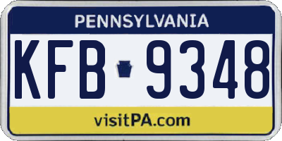 PA license plate KFB9348