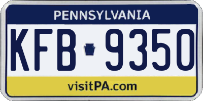 PA license plate KFB9350