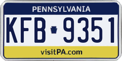 PA license plate KFB9351