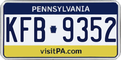 PA license plate KFB9352