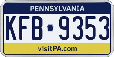 PA license plate KFB9353