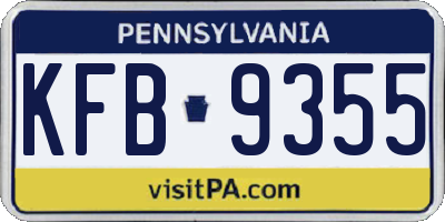 PA license plate KFB9355