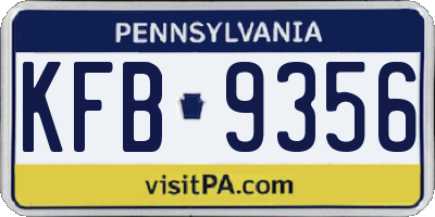 PA license plate KFB9356