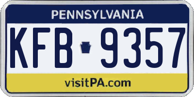PA license plate KFB9357