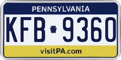 PA license plate KFB9360