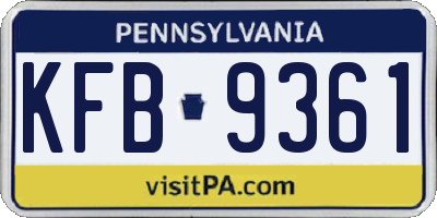 PA license plate KFB9361