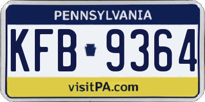PA license plate KFB9364