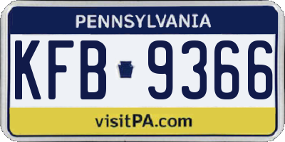 PA license plate KFB9366