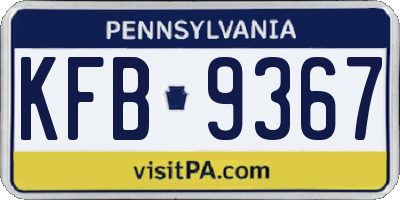 PA license plate KFB9367