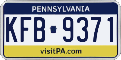 PA license plate KFB9371