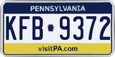 PA license plate KFB9372