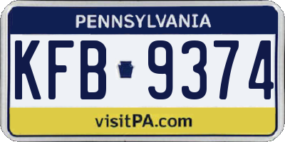 PA license plate KFB9374