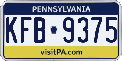 PA license plate KFB9375