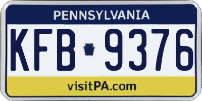 PA license plate KFB9376
