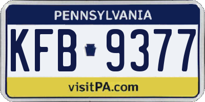 PA license plate KFB9377