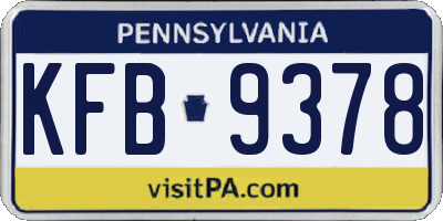 PA license plate KFB9378