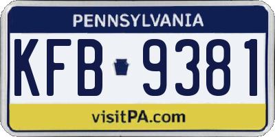 PA license plate KFB9381