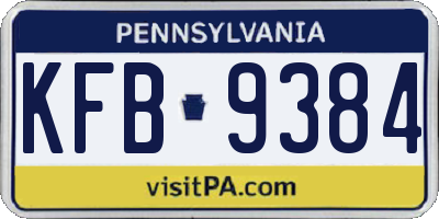 PA license plate KFB9384