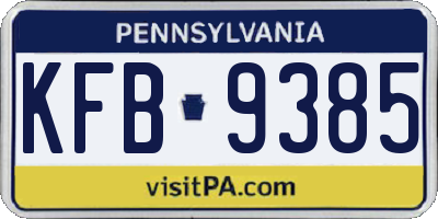 PA license plate KFB9385