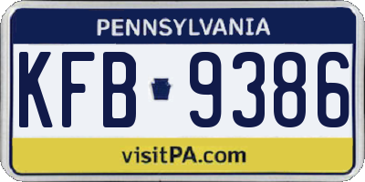 PA license plate KFB9386