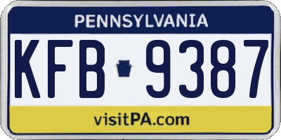 PA license plate KFB9387