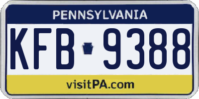 PA license plate KFB9388