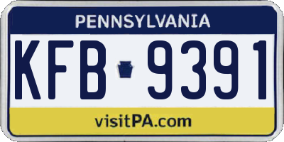 PA license plate KFB9391