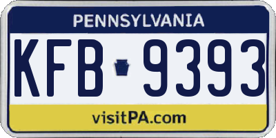 PA license plate KFB9393