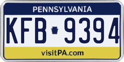 PA license plate KFB9394