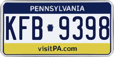PA license plate KFB9398