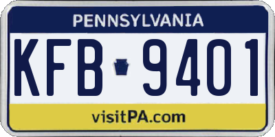 PA license plate KFB9401