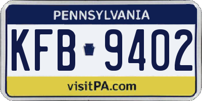 PA license plate KFB9402