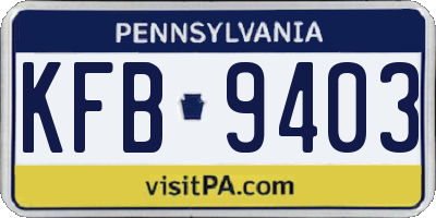 PA license plate KFB9403