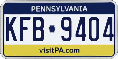 PA license plate KFB9404