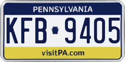 PA license plate KFB9405