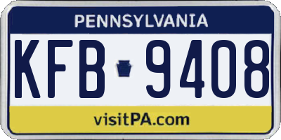PA license plate KFB9408