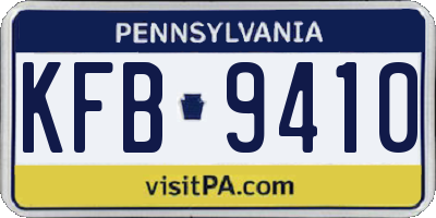 PA license plate KFB9410