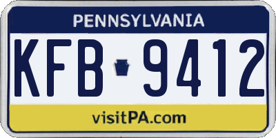 PA license plate KFB9412
