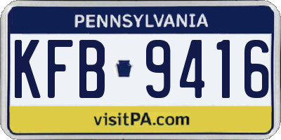 PA license plate KFB9416