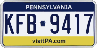 PA license plate KFB9417