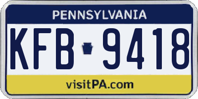 PA license plate KFB9418