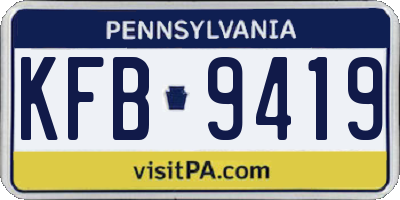 PA license plate KFB9419