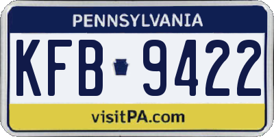 PA license plate KFB9422