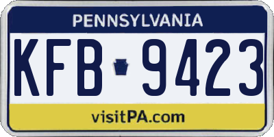 PA license plate KFB9423
