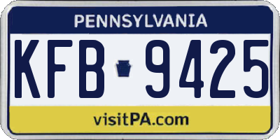 PA license plate KFB9425