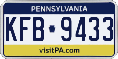 PA license plate KFB9433