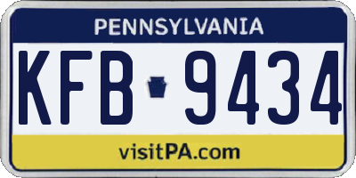 PA license plate KFB9434